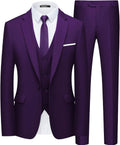 Mens Slim Fit Suit One Button 3-Piece Blazer Dress Vest & Pant - Sharp