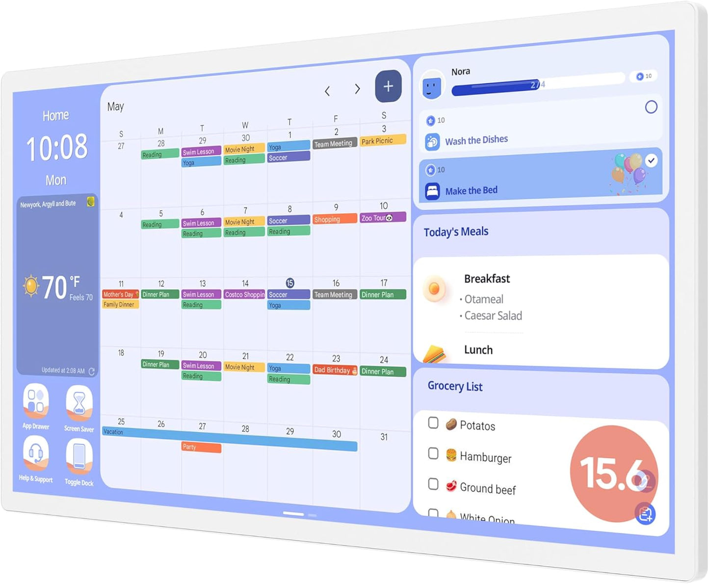 Cozyla Digital Calendar 15.6ft' Touch Screen Family Planner