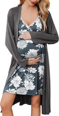 Maternity Nursing Gown and Robe Set - Comfortable Hospital Nursing
