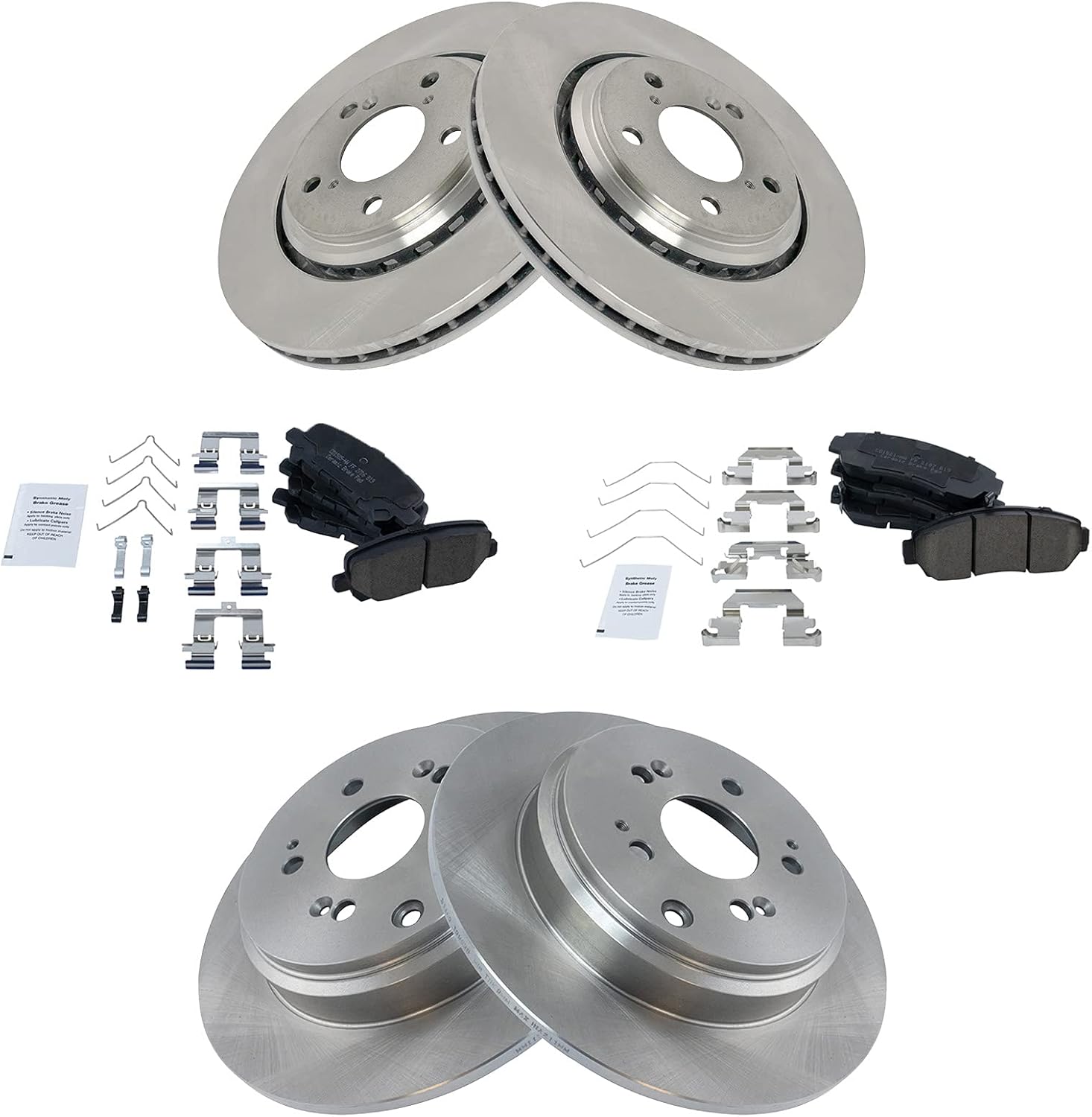 TRQ Front and Rear Brake Pad & Rotor Kit for Honda Odyssey