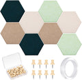 16 Pcs Hexagon Cork Board with Wooden Push Pins for DIY Projects