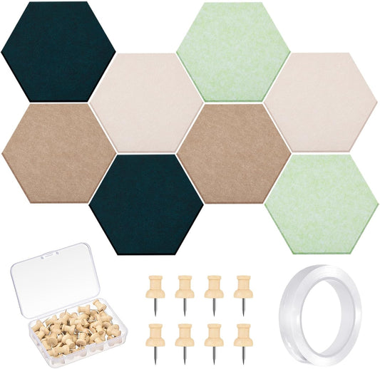 16 Pcs Hexagon Cork Board with Wooden Push Pins for DIY Projects