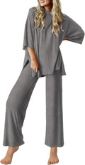 Ekouaer Lounge Sets for Women Short Sleeve Tops and Long Pants - Cozy