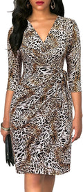 Berydress Women's Sheath Dress with Classic V Neck and 3/4 Sleeves