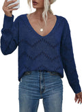 Women's Crochet Sweater Top Hollow Out Long Sleeve Pullover - Cozy
