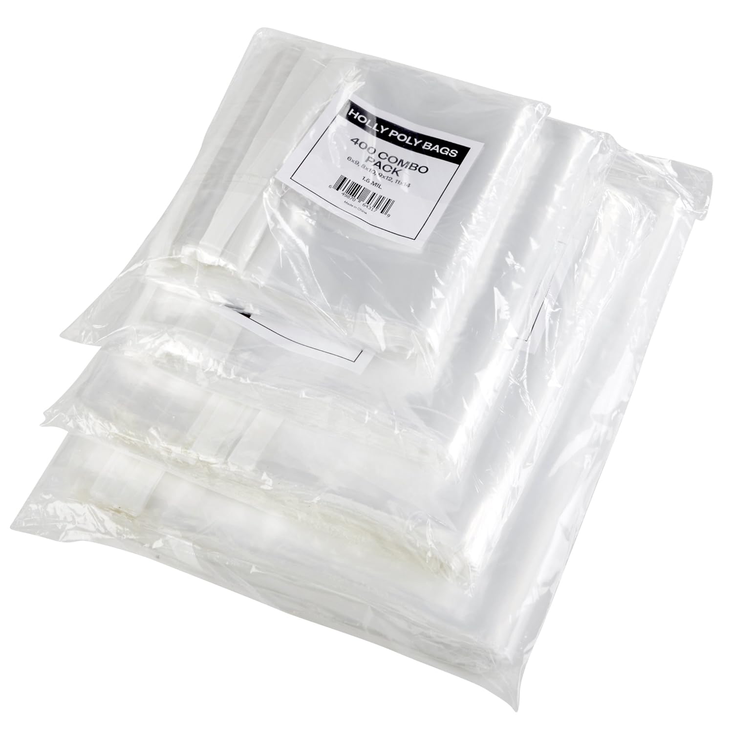 400 Industrial Strong Clear Poly Bag Combo Set for Shipping