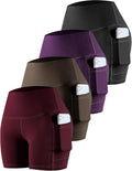 High Waisted Biker Shorts with Pockets for Women - 4 Pack