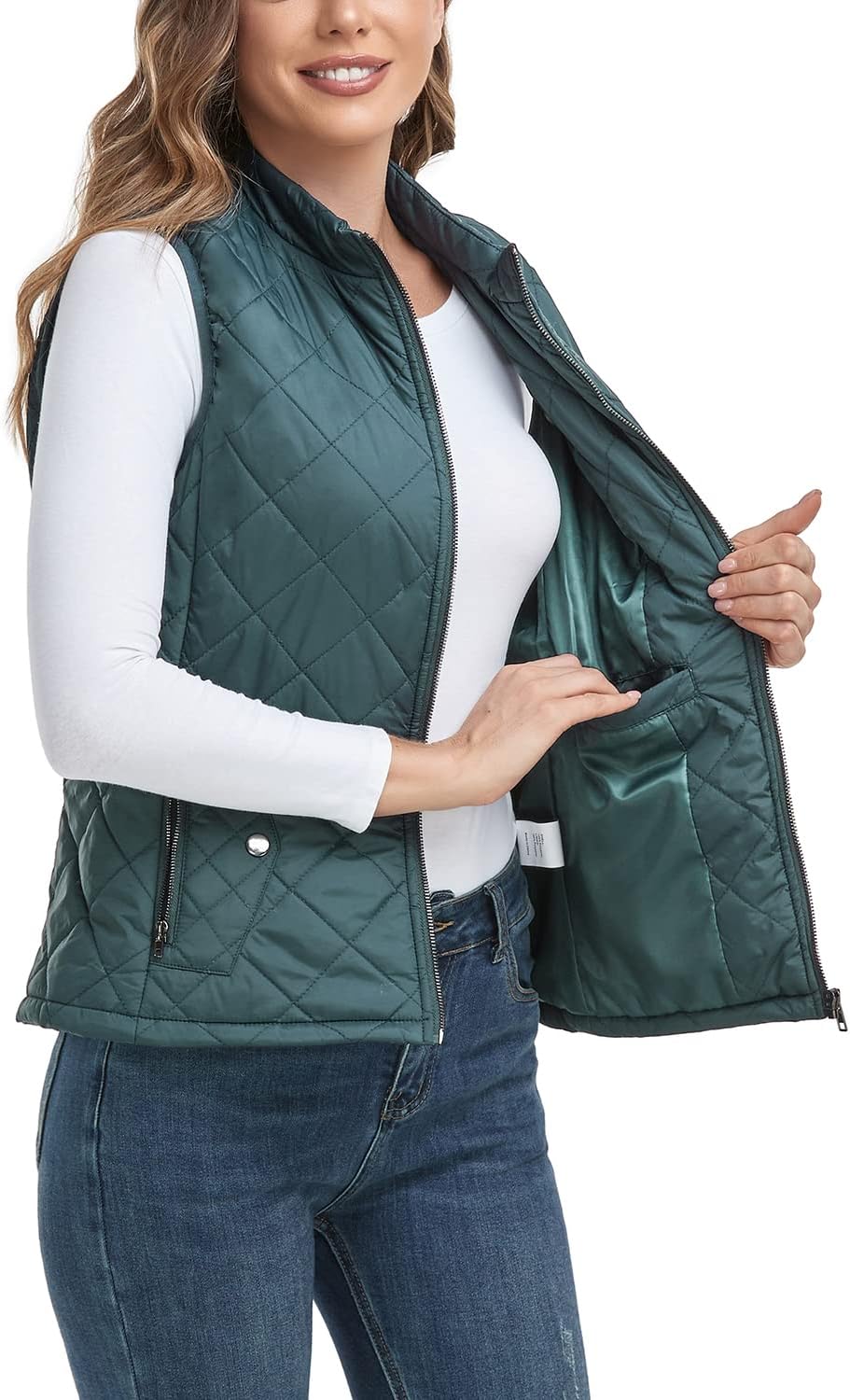 LONGKING Women's Outwear Vest - Lightweight Zip Quilted Design