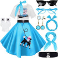10Pcs Sock Hop Outfits Women - 1950s Poodle Skirt & Accessories