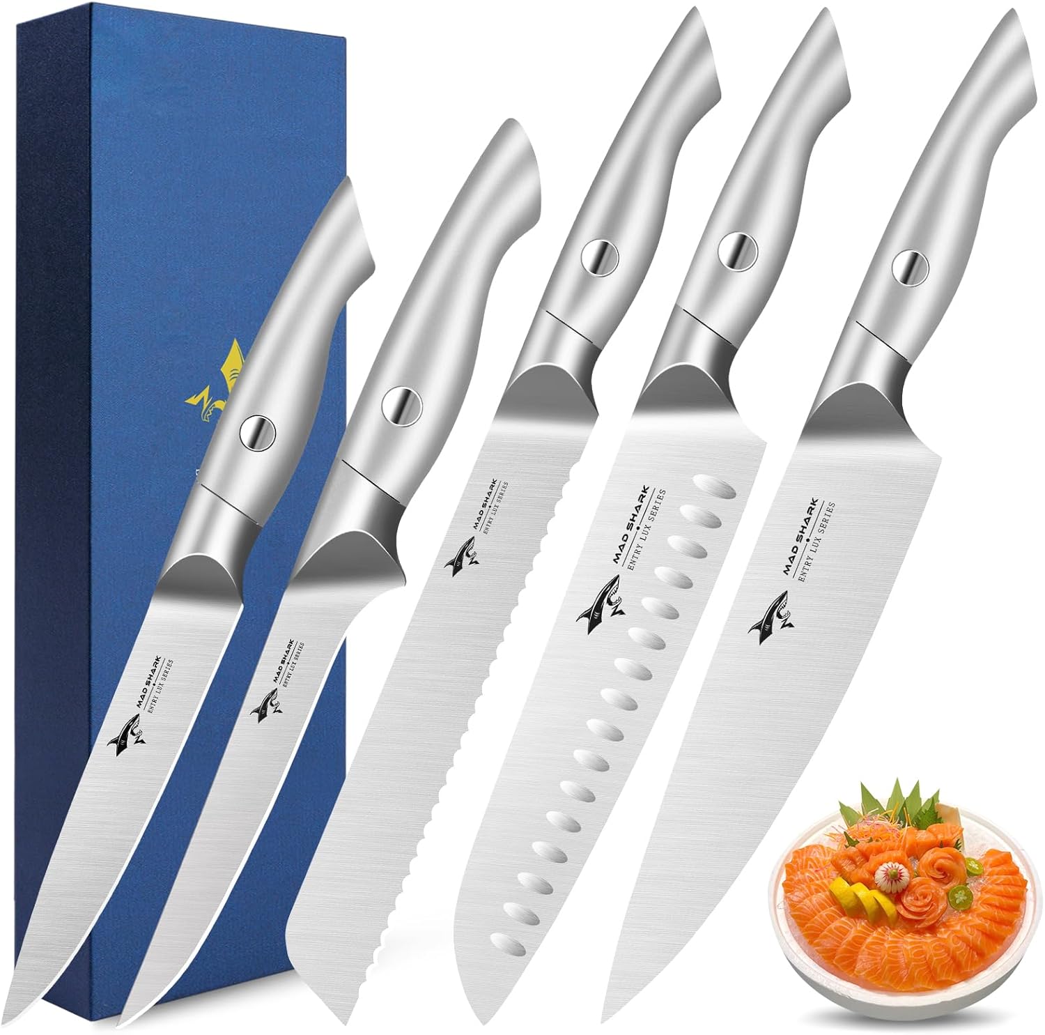 MAD SHARK Kitchen Knife Set - 5PCS Ultra Sharp Chef Knives