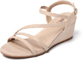 IDIFU Women's Low Wedge Heel Strappy Sandal - Comfortable Formal Wear