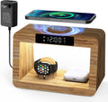 Bamboo Wireless Charging Station with Alarm Clock & Night Light