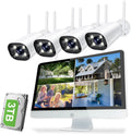 Wireless Security Camera System with 16in Monitor and AI Detection