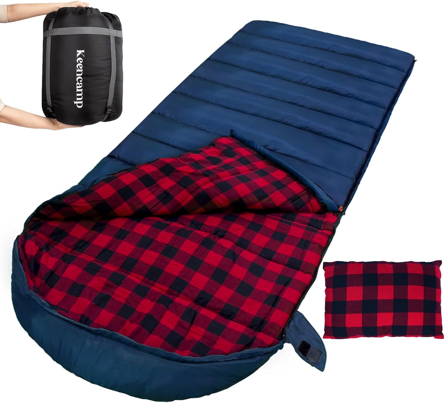 0 Degree Sleeping Bag for Adults XXL with Pillow and Compression Sack