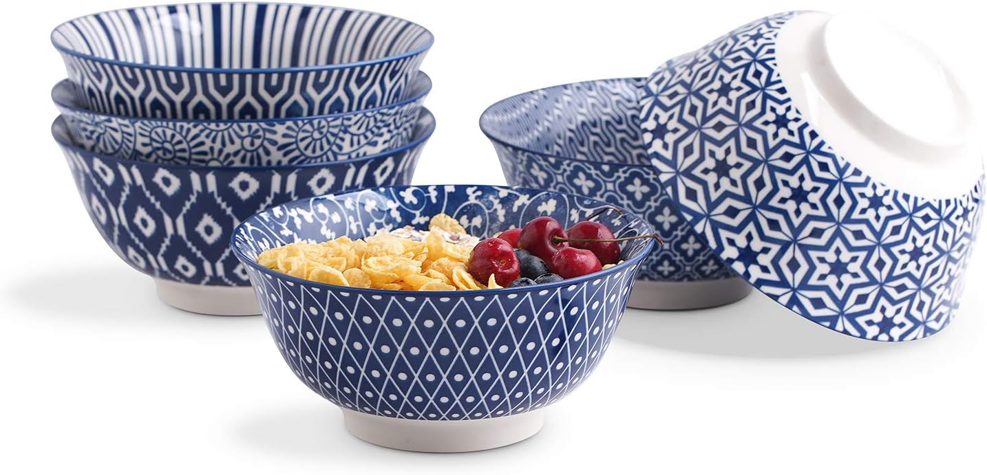 Selamica Porcelain Ice Cream Bowls Set of 6 for Desserts