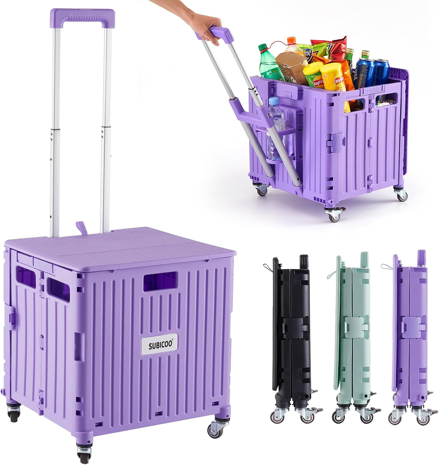 Folding Utility Cart Portable Rolling Crate Handcart for Shopping