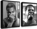 Funny Bathroom Canvas Wall Art Set of 2 - Retro Black and White