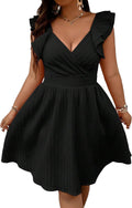 Floerns Plus Size Wrap Front Sweetheart Ruffle A Line Dress