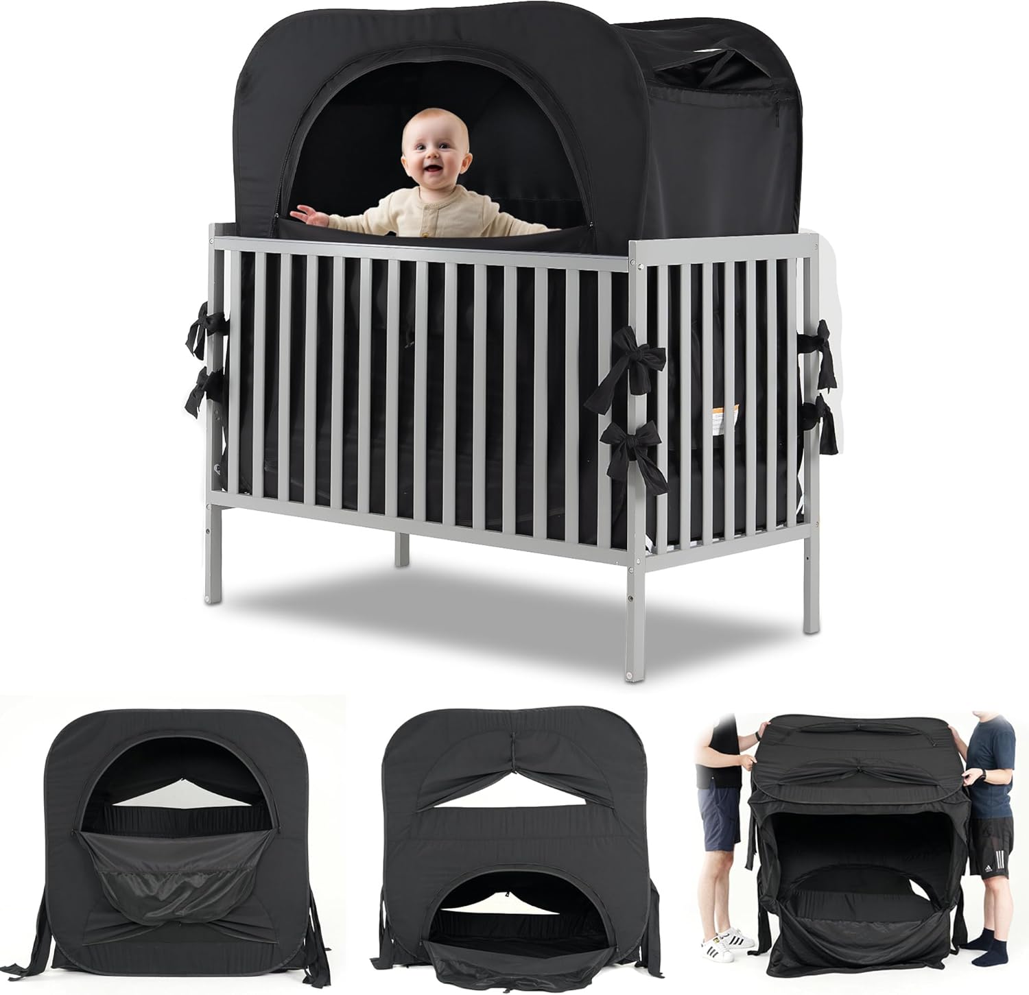 Ultimate Baby Privacy Tent: Blocks 95% Light, Monitor & Fan Pouch, Zipper Doors
