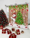 Vintage Snowman Christmas Shower Curtain Set - Washable 72in