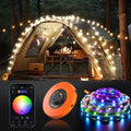 Music Sync RGB Camping Lights: 100 Modes, APP Control, Waterproof - 13 Ft