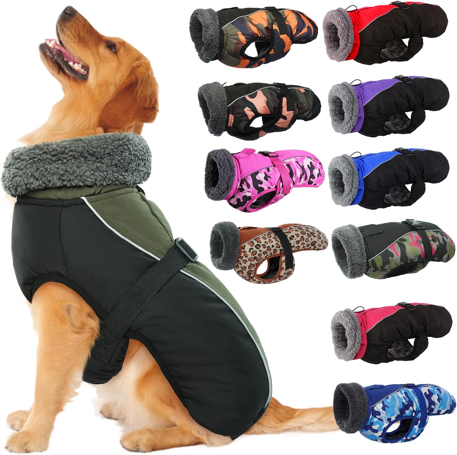 IECOii Extra Warm Reflective Adjustable Dog Jacket for Winter