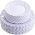 White Plastic Plates 100 Pack - Disposable Dinner & Dessert Plates