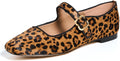 DOEYG Mesh Ballet Flats Shoes for Women in Leopard Print Style
