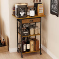 Farmhouse Coffee Bar Cart - 3 Tier Stand with Drawer