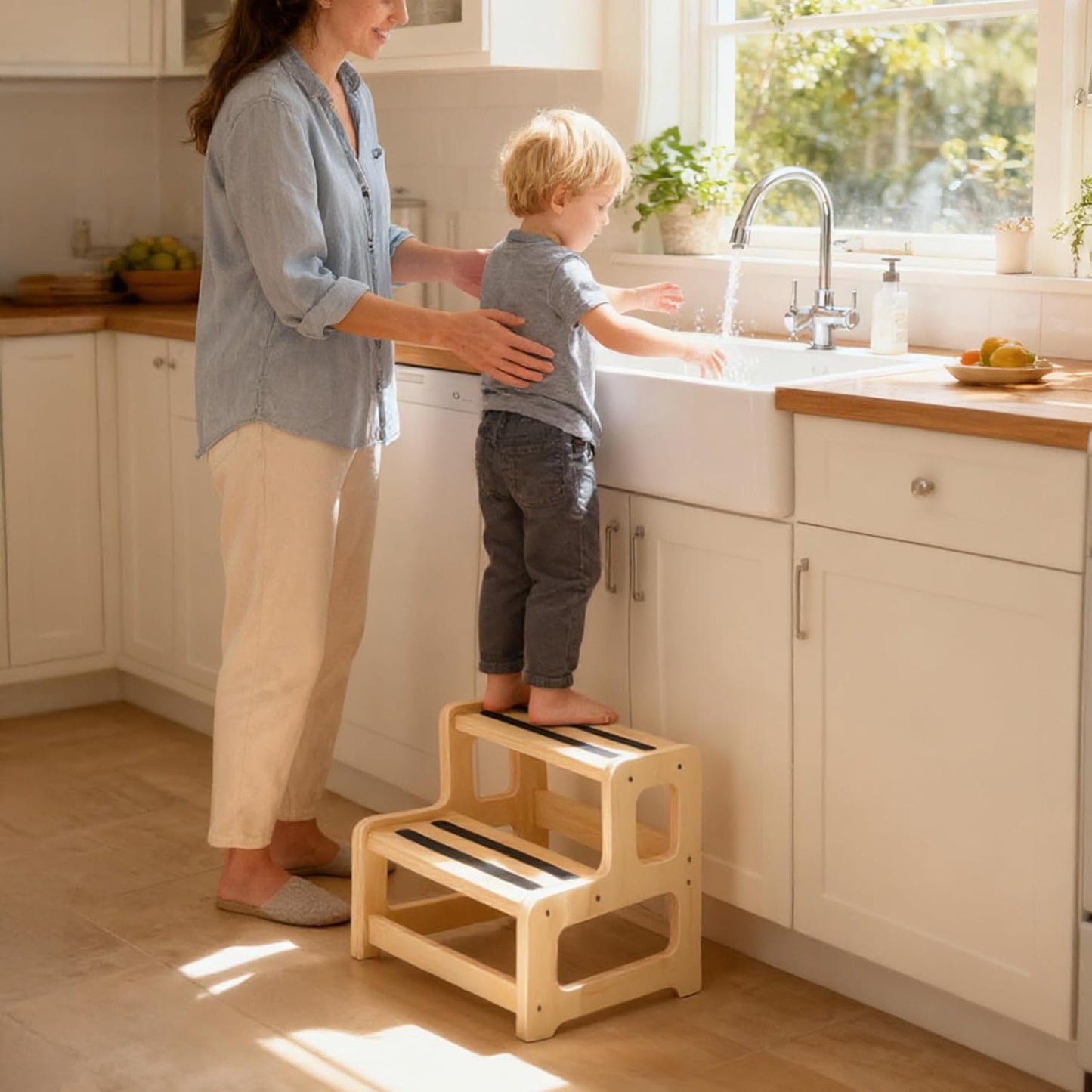 Toddler Step Stool for Kids with Handles - Non-Slip Design