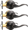 Oil Rubbed Bronze Privacy Door Levers - 3 Pack Interior Handles
