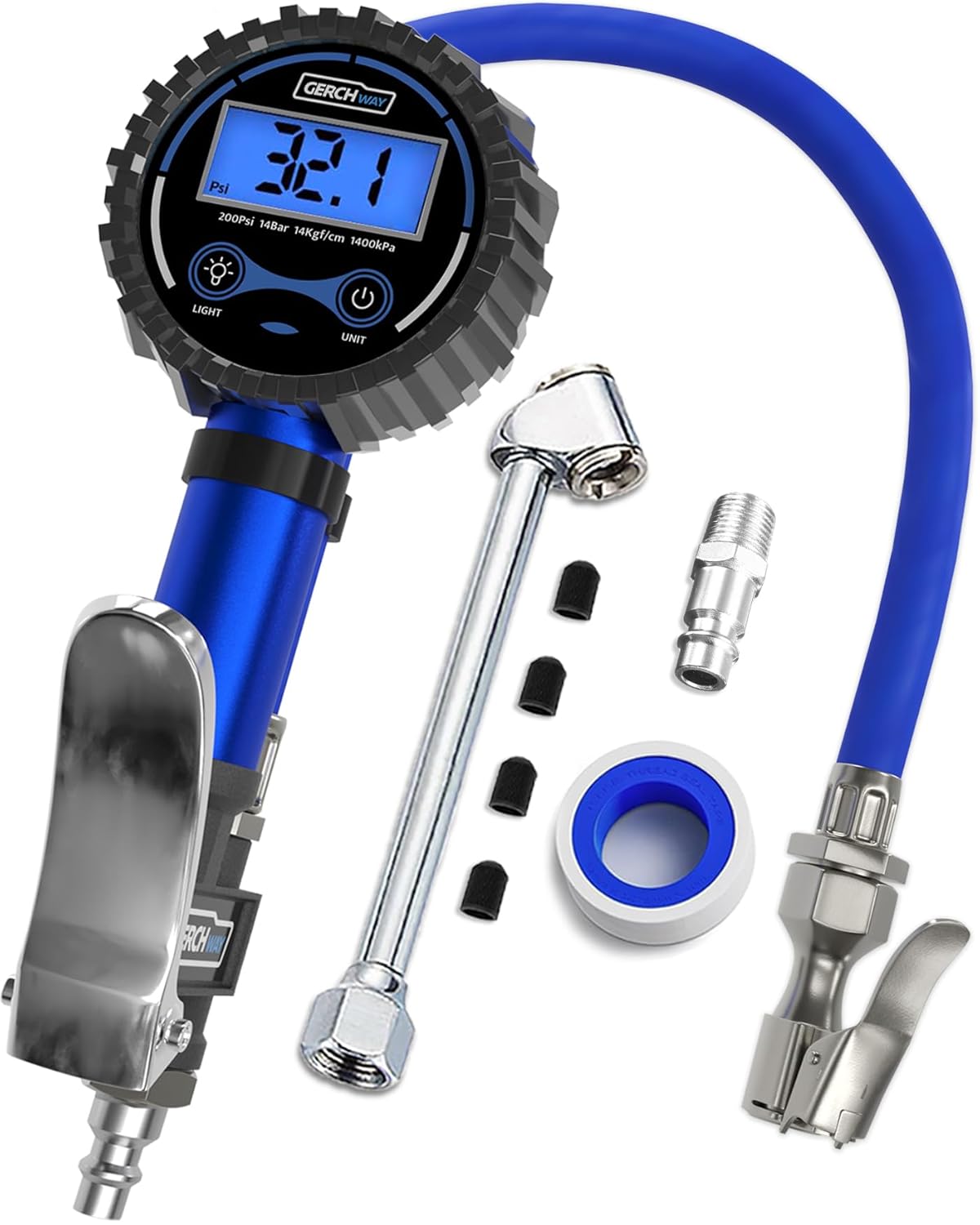 GERCHWAY Digital Tire Inflator 200PSI - Leak Protection