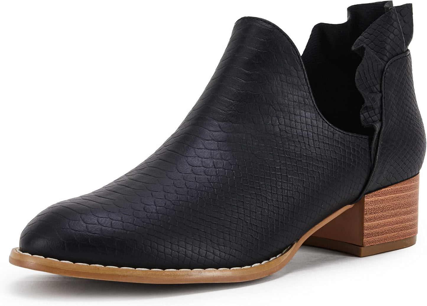 FISACE Womens Ruffled Ankle Boots for Stylish Western Looks
