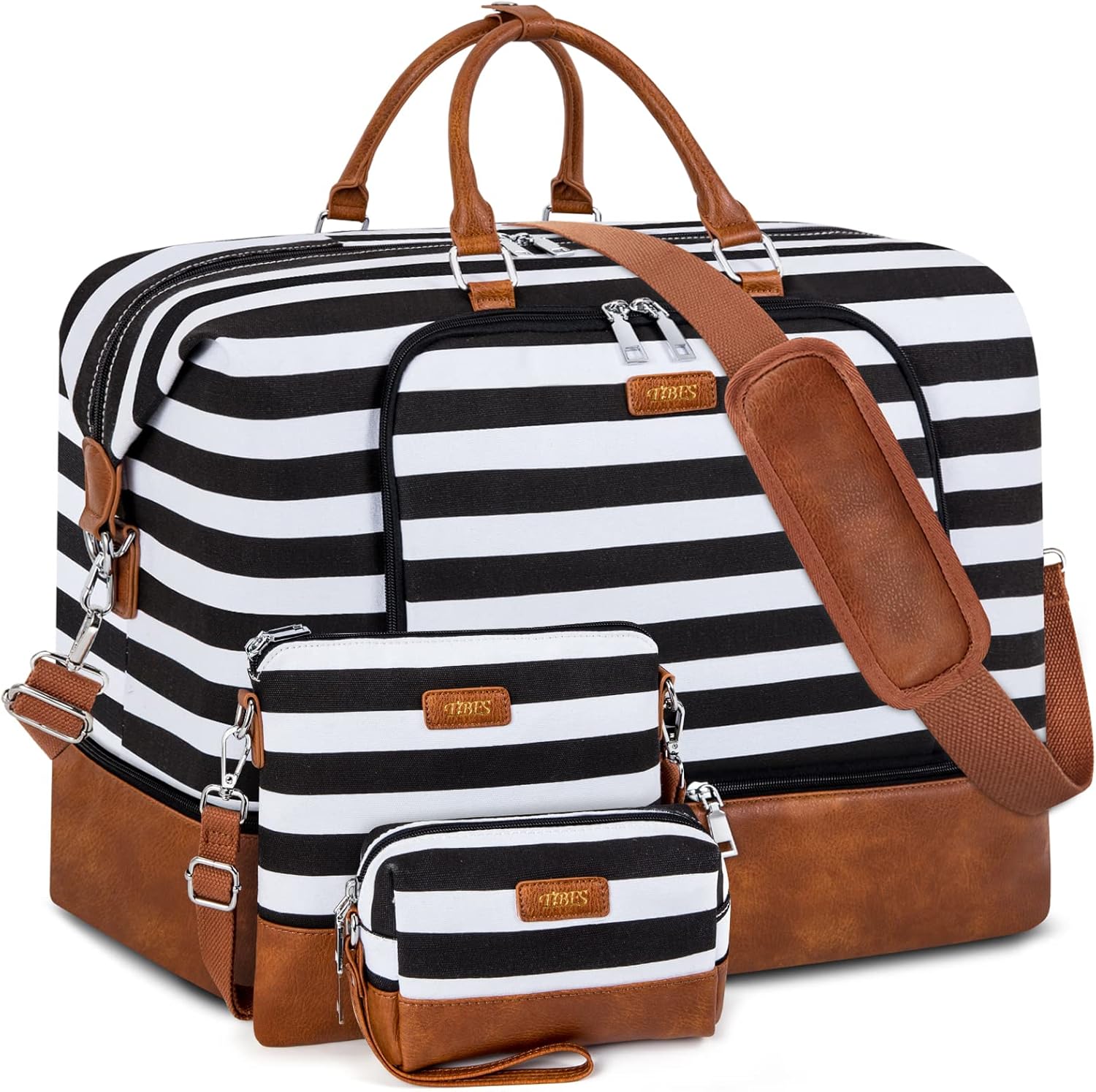 Oversized Travel Duffel Bag with Shoe Compartment for Women 21ftin