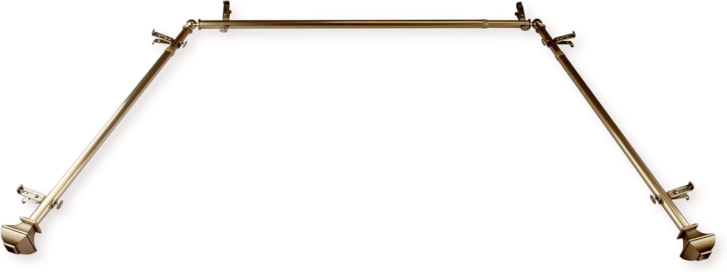 Rod Desyne Antique Brass Bay Window Curtain Rod - Versatile Sizes