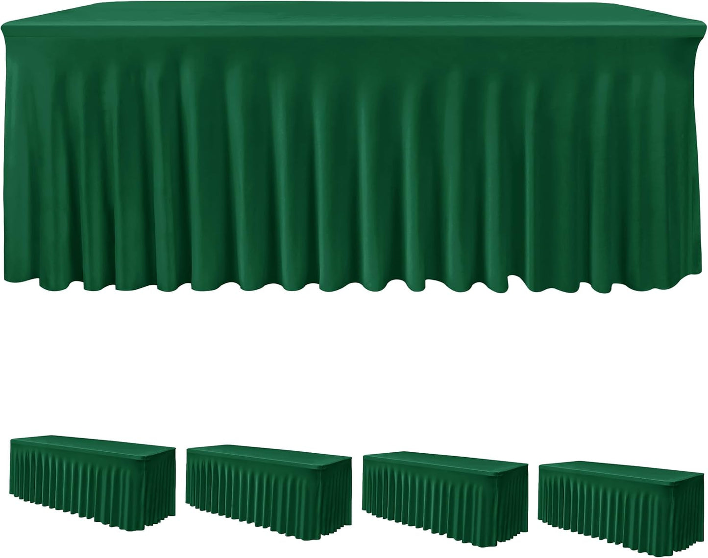 Hunter Green Spandex Tablecloth Set for 6ft Rectangle Tables