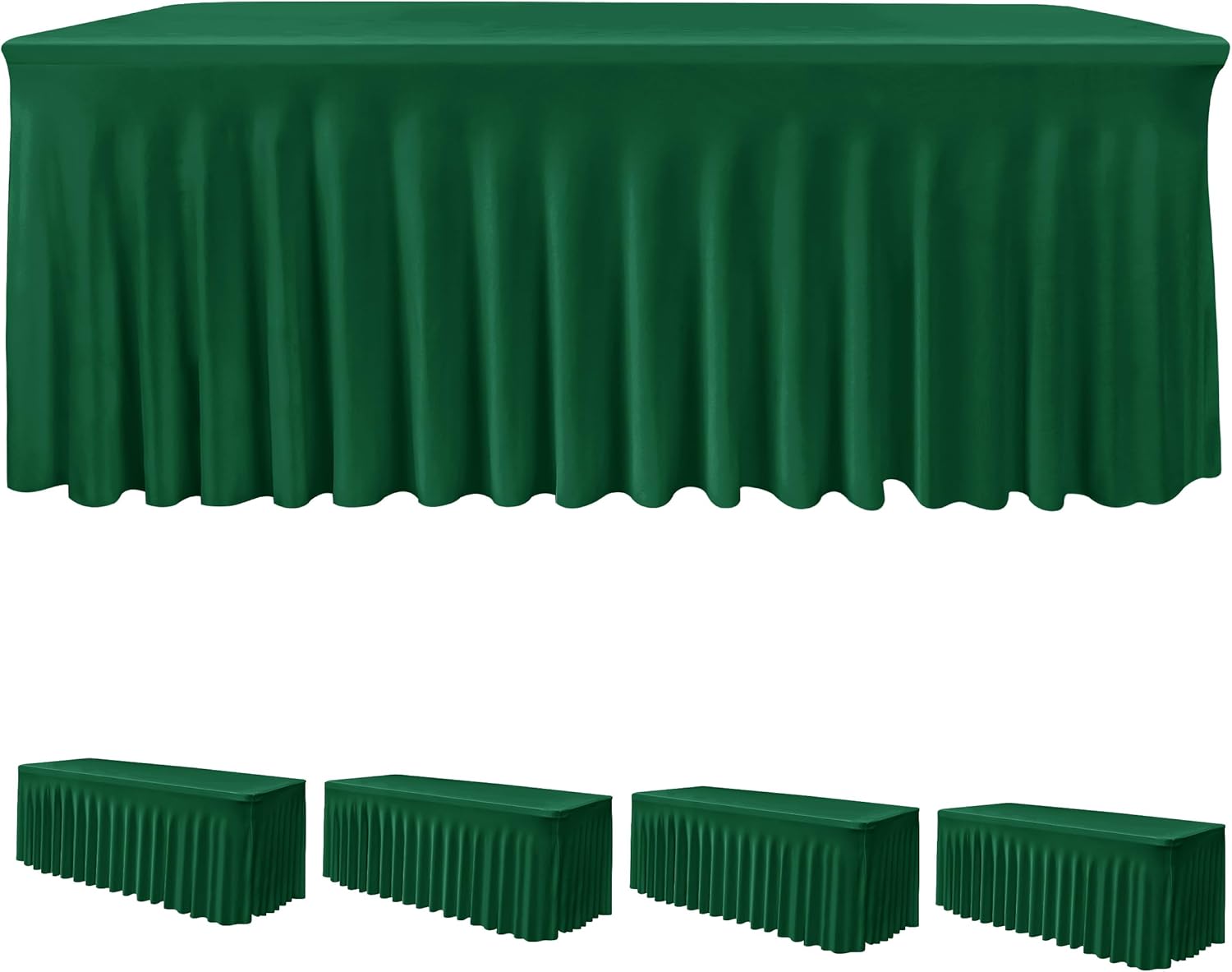 Hunter Green Spandex Tablecloth Set for 6ft Rectangle Tables