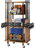 Fishing Rod Rack Holder for 10 Rods - Movable Wooden Organizer