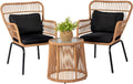 3 Piece Outdoor Wicker Furniture Bistro Set - Compact Patio Comfort