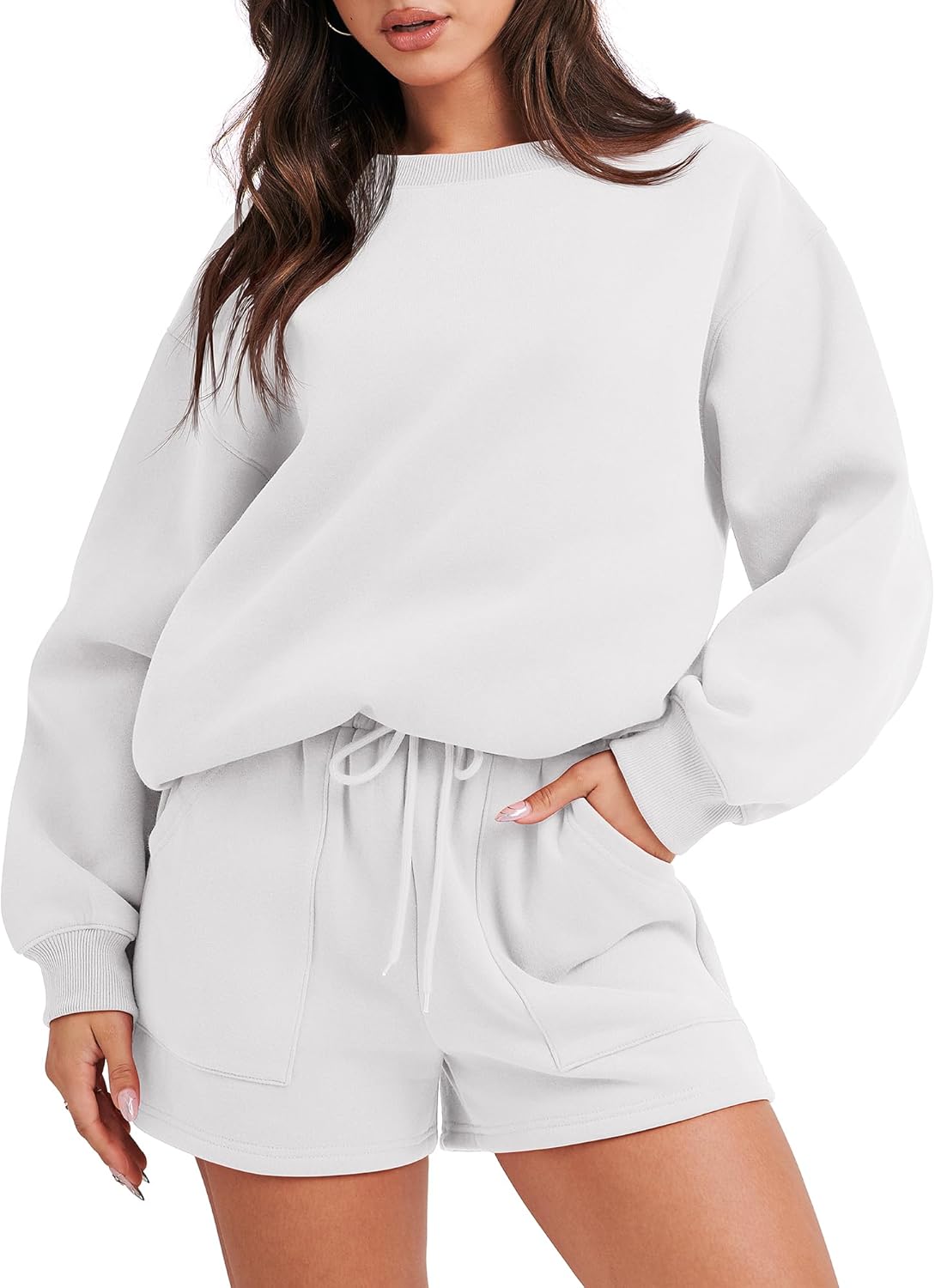Stylish ANRABESS Women 2 Piece Outfits Sweat Shorts Sets