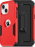 Defender Case for iPhone 14 with Holster Belt Clip - Rugged Red