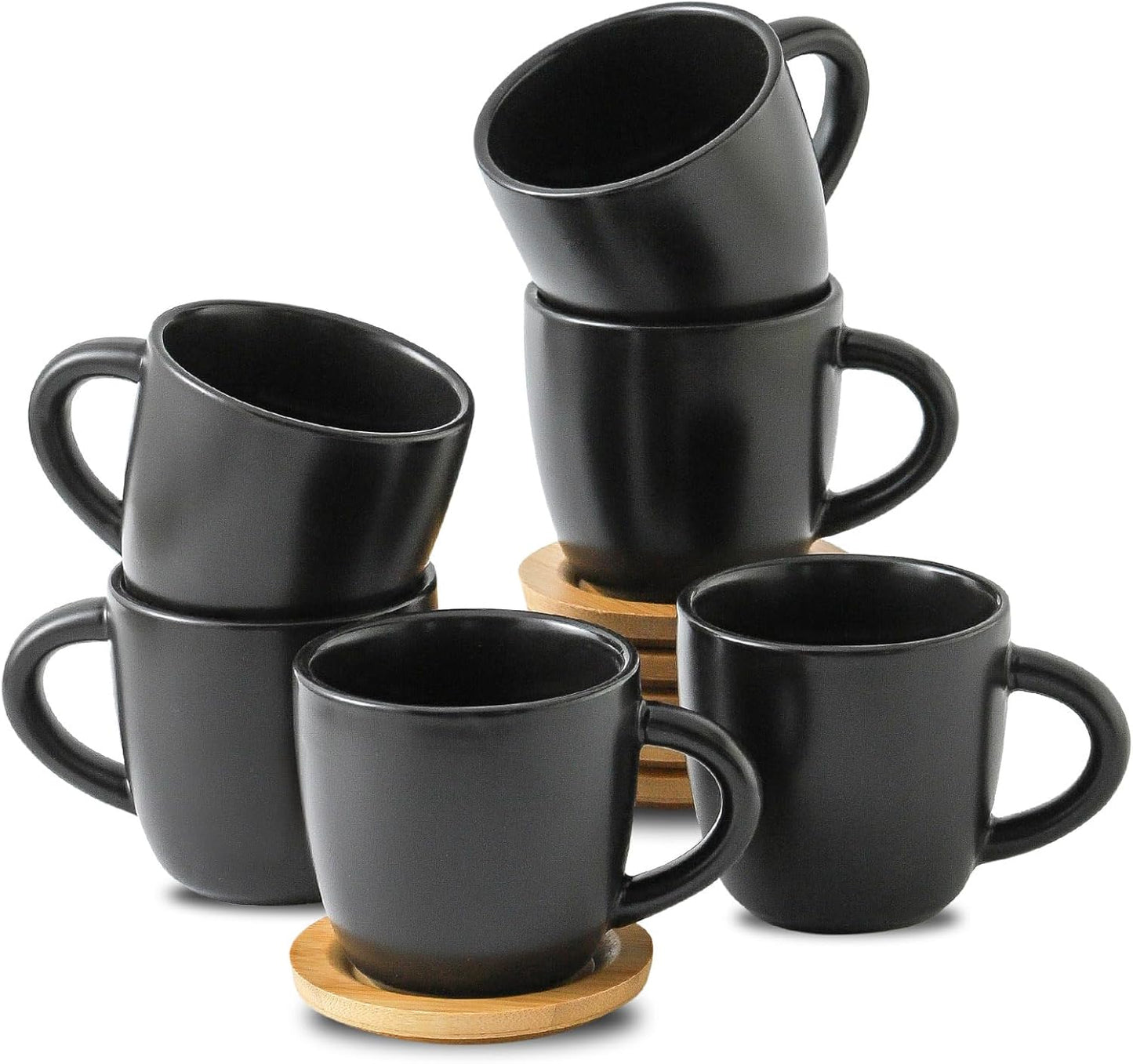 Hasense Porcelain Cappuccino Cups Set of 6 for Coffee Lovers
