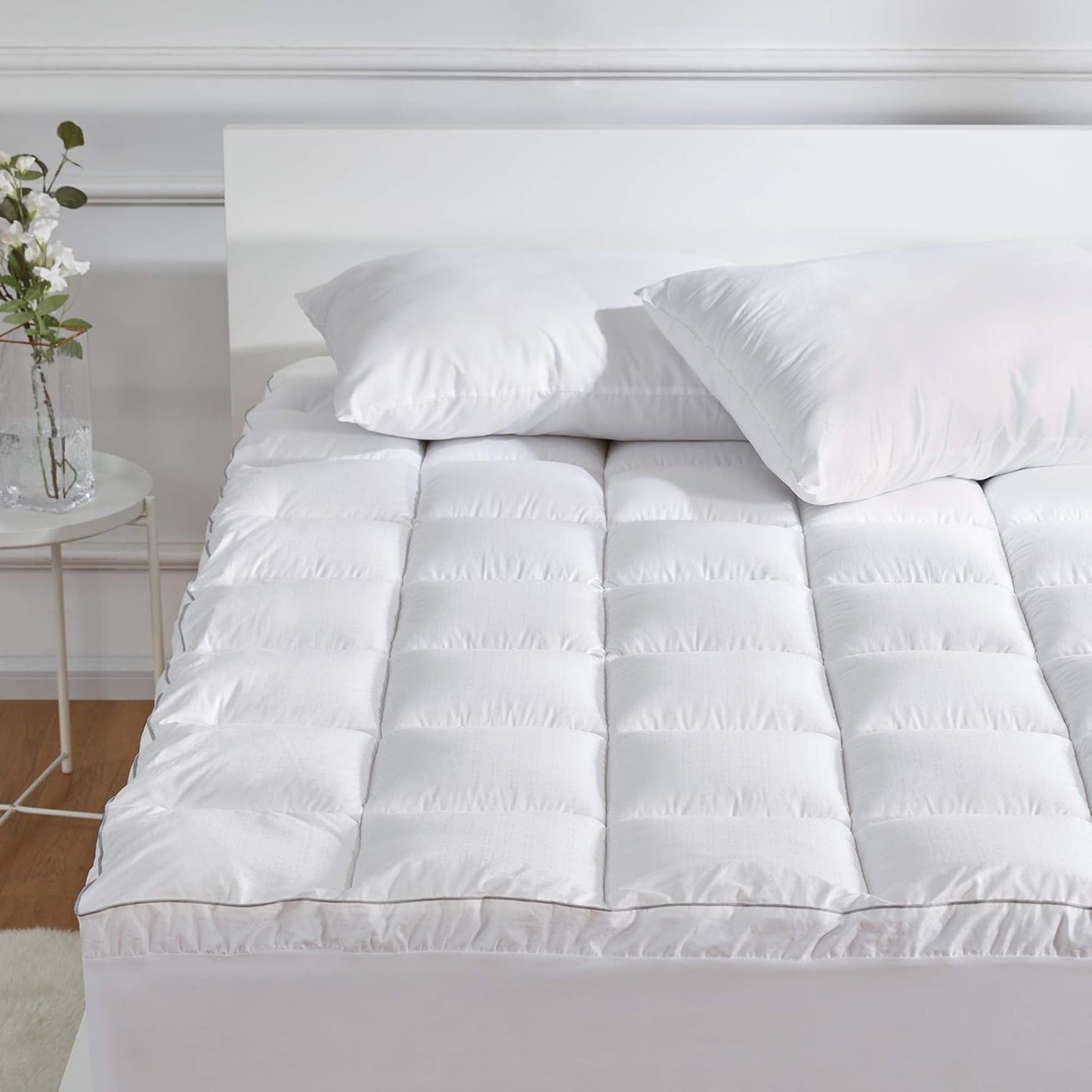 SLEEP ZONE Queen Size Cotton Mattress Pad for Ultimate Comfort