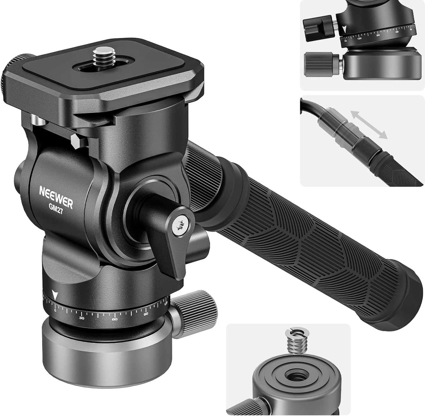 NEEWER Tripod Fluid Head with Leveling Base for Video Cameras