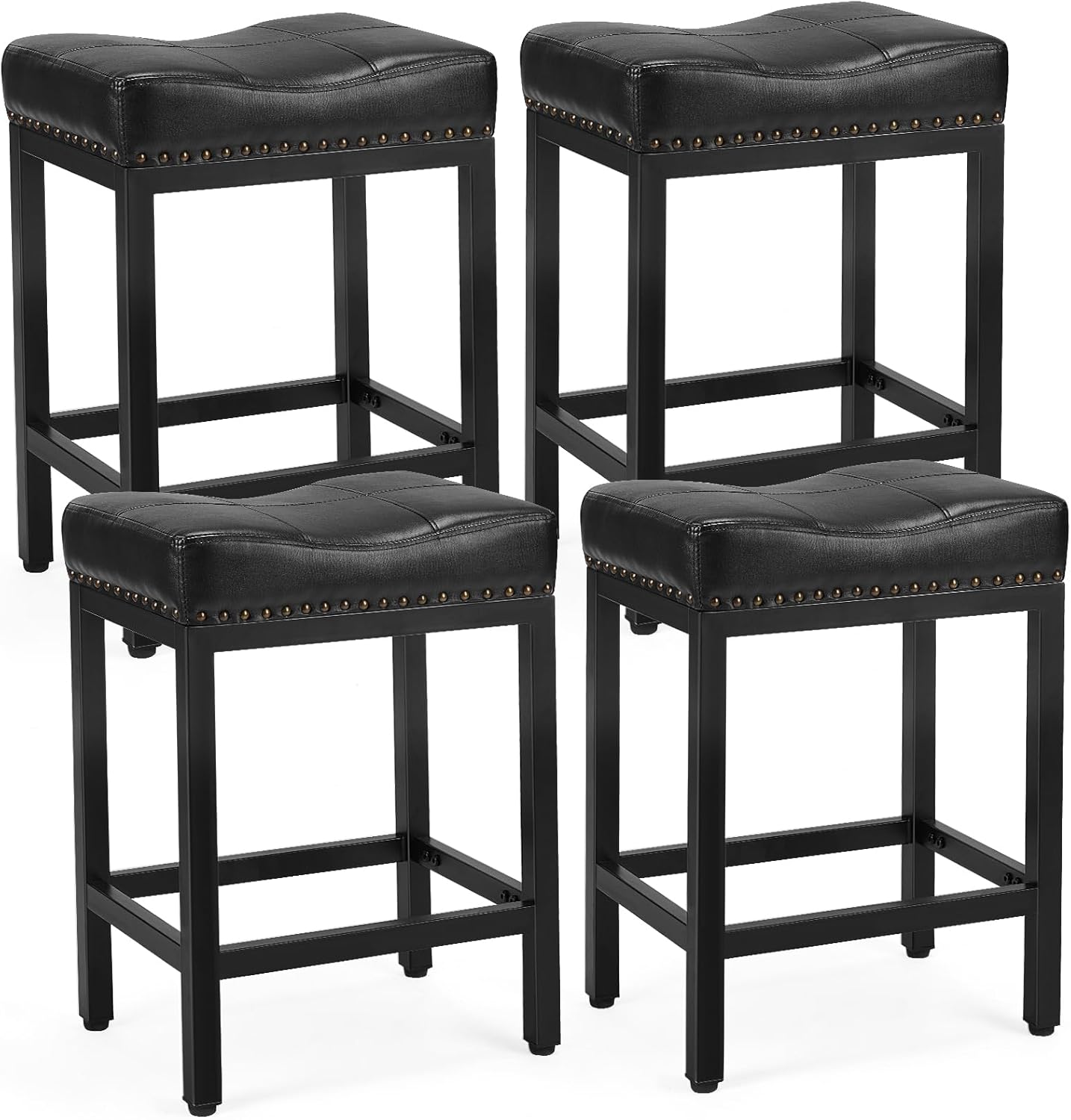 DUMOS Saddle Bar Stools Set of 4 for Kitchen Island and Dining