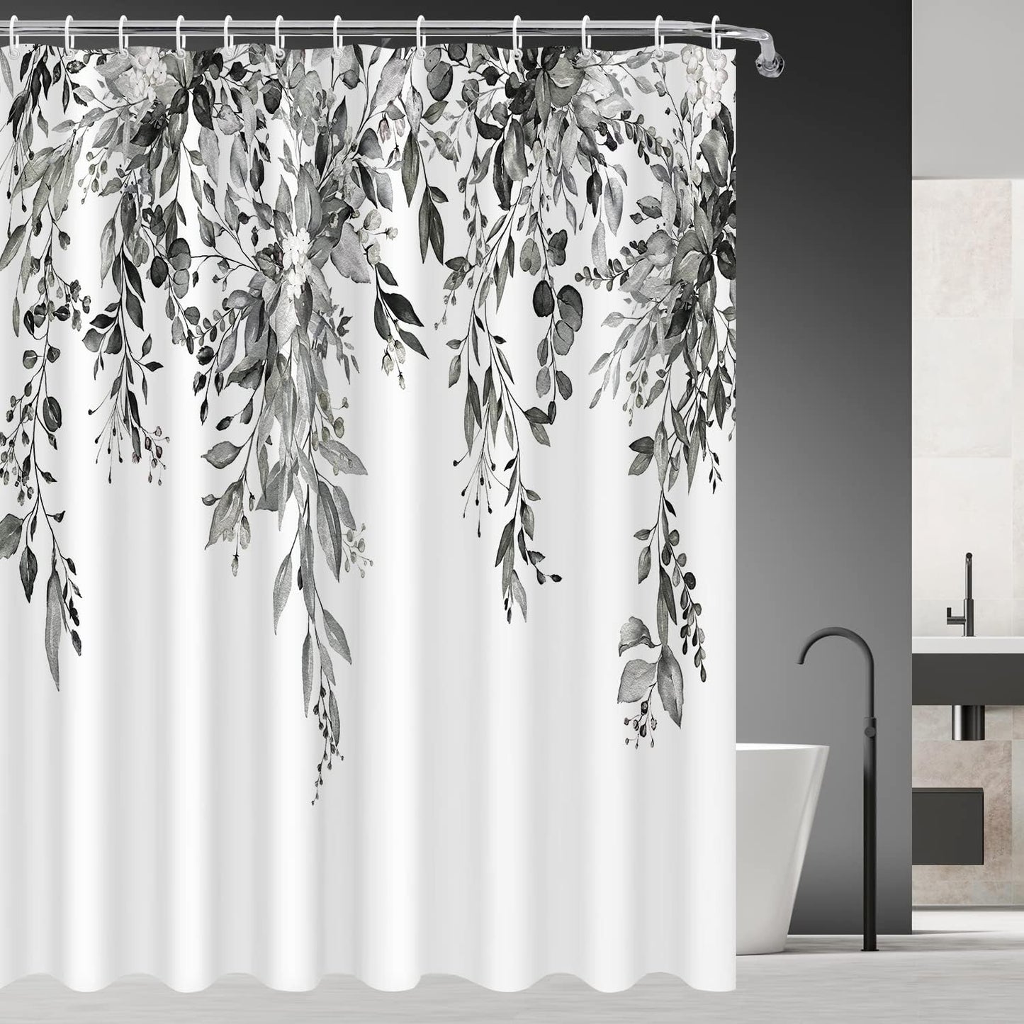 Waterproof Eucalyptus Leaves Shower Curtain 72x72 - Stylish Botanical Design