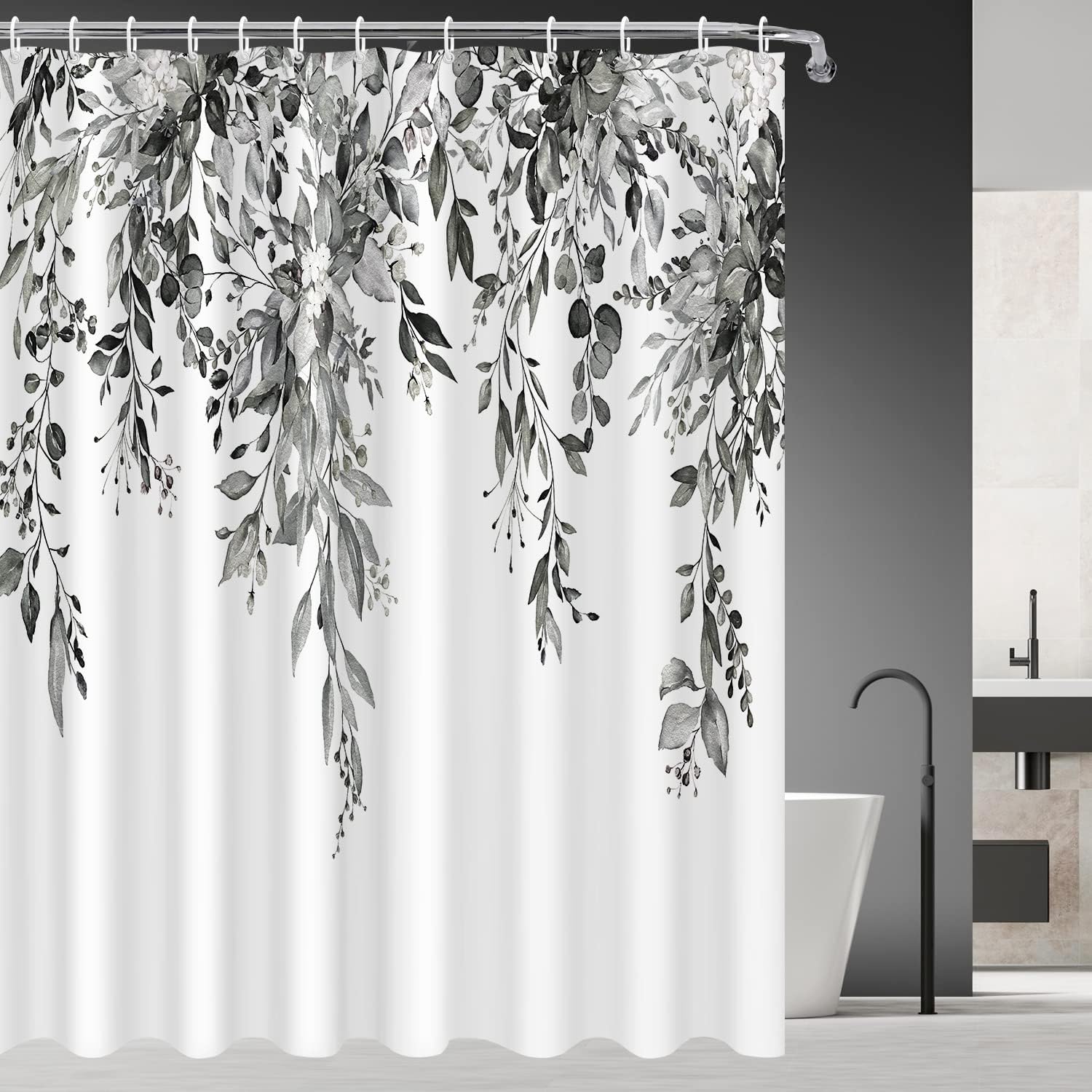 Waterproof Eucalyptus Leaves Shower Curtain 72x72 - Stylish Botanical Design