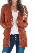 Women's Long Sleeve Cable Knit Cardigan - Loose Button Front