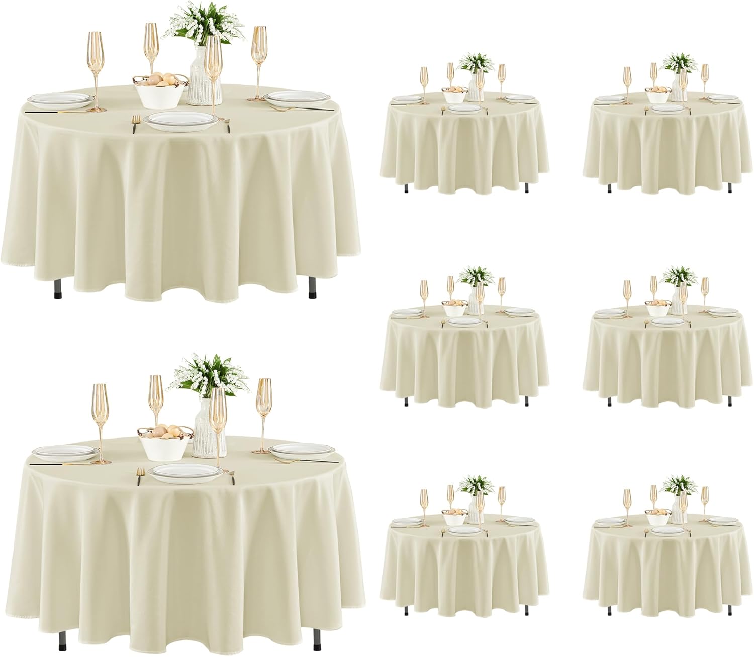 Fitable 8 Pack Round Tablecloths: Stain Resistant and Durable