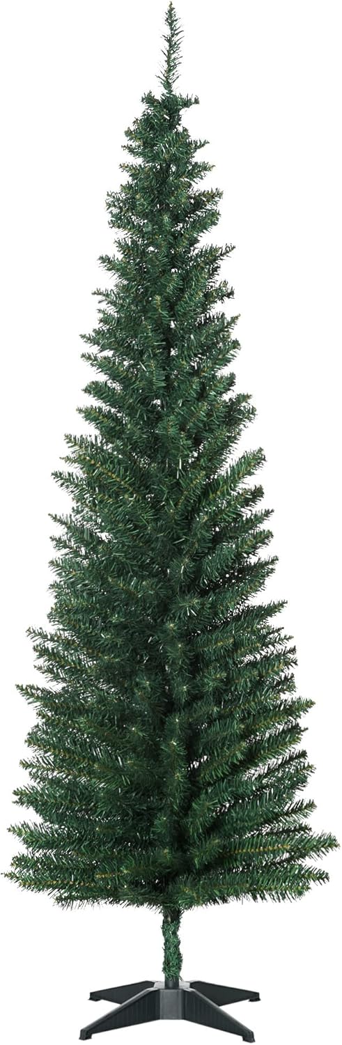 HOMCOM 6ft Artificial Pencil Christmas Tree for Easy Holiday Decor
